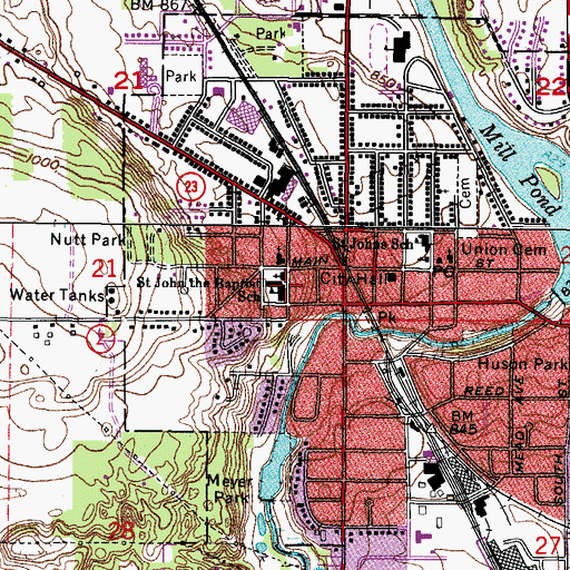 Topographic Map of Saint John the Baptist Grade School, WI