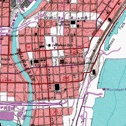 Topographic Map of Saint John Cathedral, WI