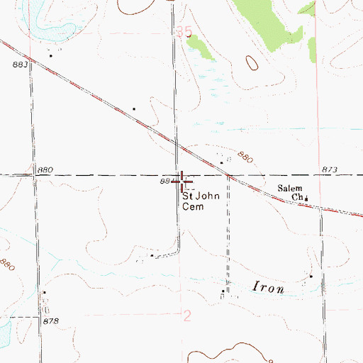 Topographic Map of Saint John Cemetery, WI