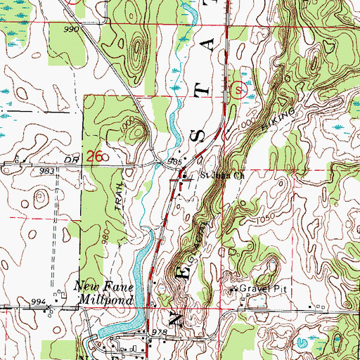 Topographic Map of Saint John Evangelical Lutheran Church, WI