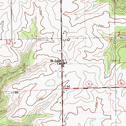 Topographic Map of Saint John Church, WI
