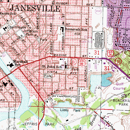 Topographic Map of Saint John Vianney School, WI