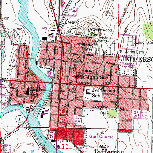 Topographic Map of Saint John's Lutheran School, WI