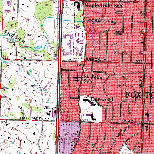 Topographic Map of Saint John's Lutheran School, WI