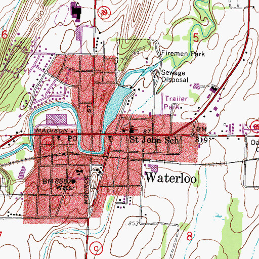 Topographic Map of Saint John Lutheran School, WI