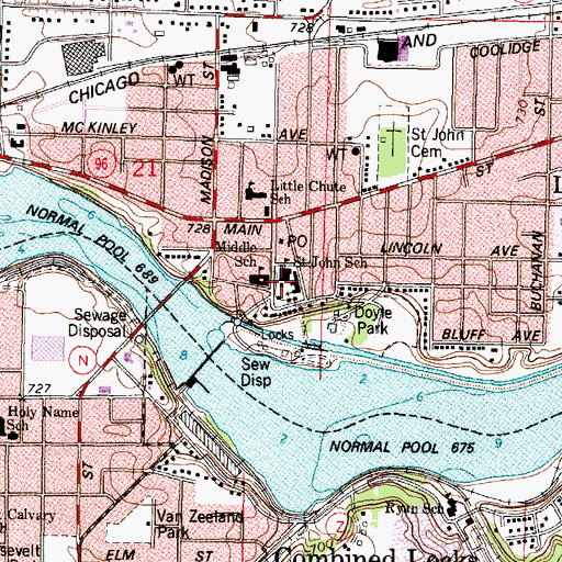 Topographic Map of Saint John Nepomucene School, WI