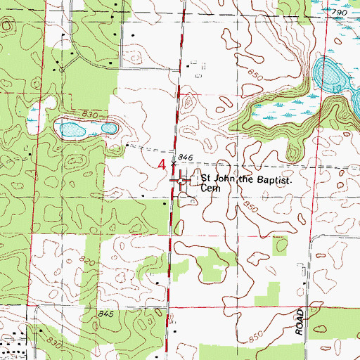 Topographic Map of Saint John the Baptist Cemetery, WI