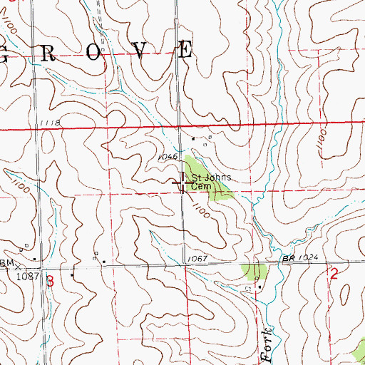 Topographic Map of Saint Johns Cemetery, WI