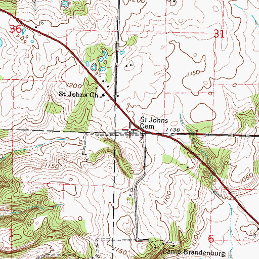 Topographic Map of Saint John's Lutheran Cemetery, WI