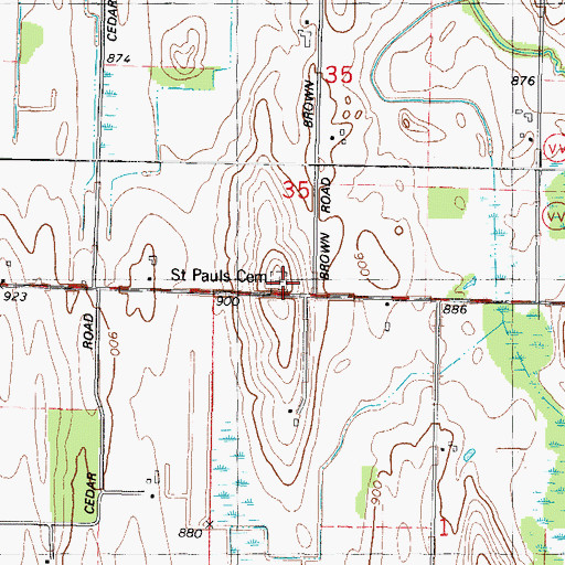 Topographic Map of Saint Pauls Cemetery, WI