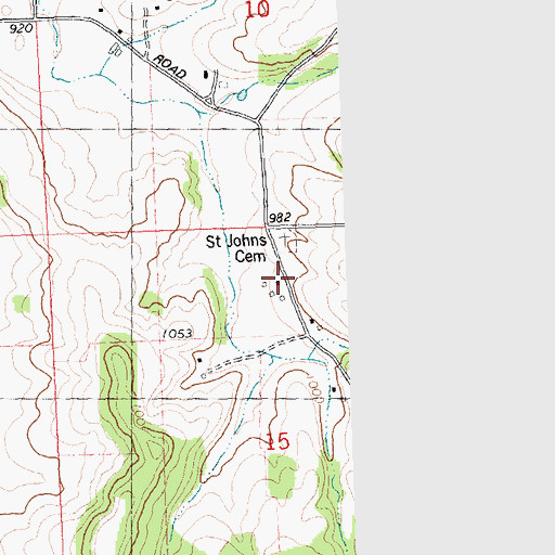 Topographic Map of Saint Johns Cemetery, WI