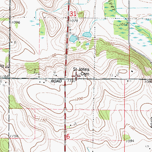 Topographic Map of Saint John Cemetery, WI