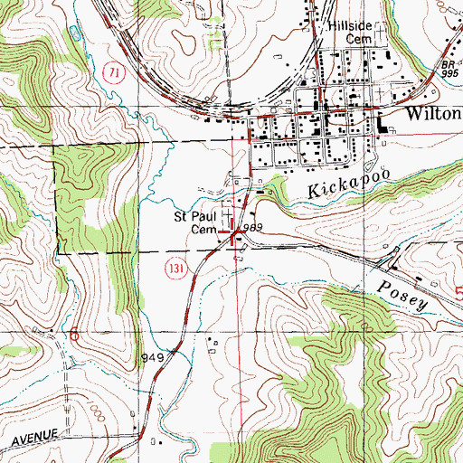 Topographic Map of Saint Paul Cemetery, WI