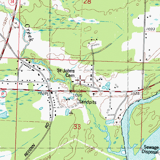 Topographic Map of Saint Johns Cemetery, WI