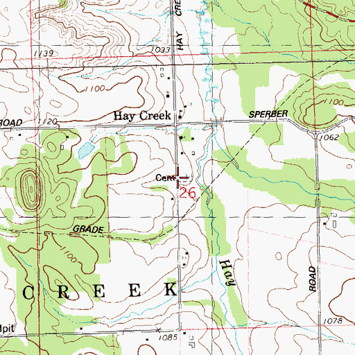 Topographic Map of Saint Johns Cemetery, WI