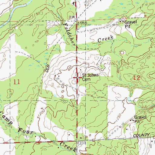 Topographic Map of Saint John's Lutheran Cemetery, WI