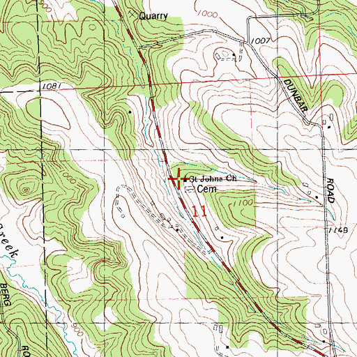 Topographic Map of Saint Johns Church, WI