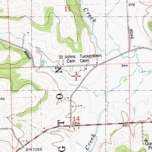 Topographic Map of Saint Johns Church, WI