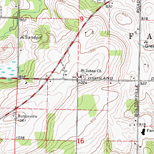 Topographic Map of Saint John of God Roman Catholic Church, WI
