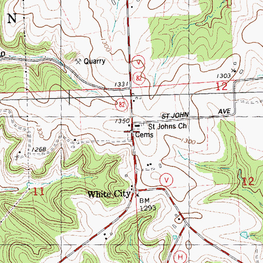 Topographic Map of Saint Johns Church, WI