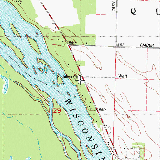 Topographic Map of Saint Johns Church, WI