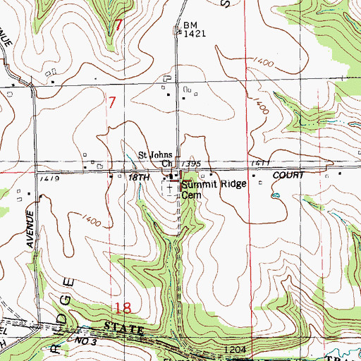 Topographic Map of Saint Johns Church, WI