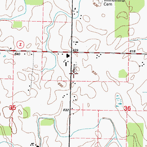 Topographic Map of Saint Johns Church, WI