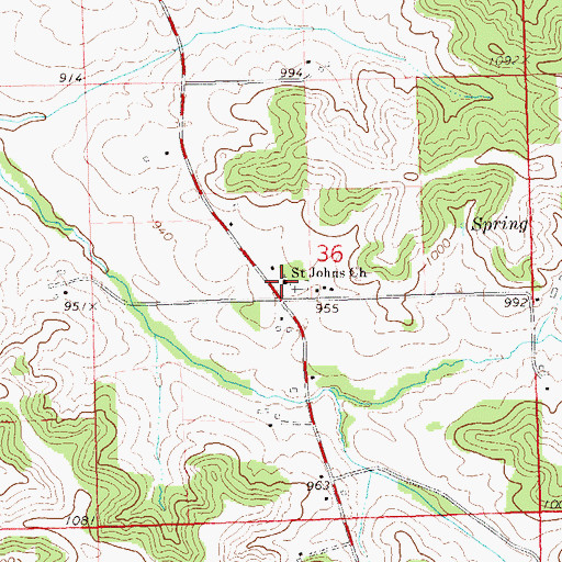 Topographic Map of Saint Johns Church, WI