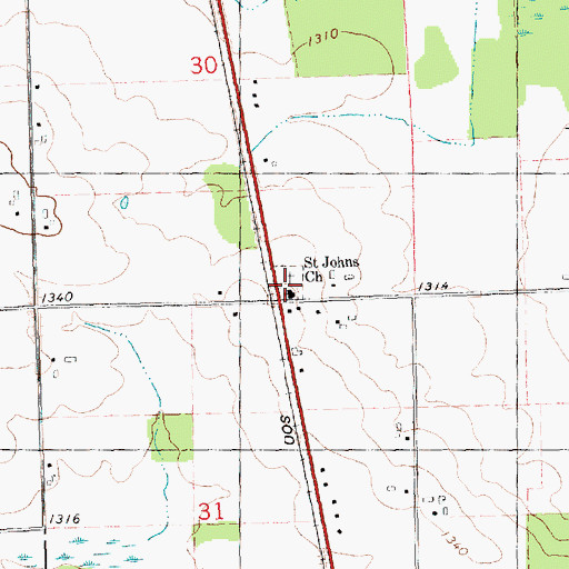 Topographic Map of Saint Johns Lutheran Church, WI