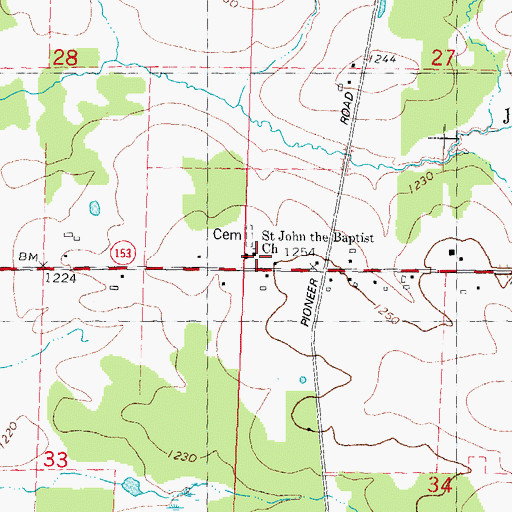 Topographic Map of Saint John the Baptist Catholic Church, WI