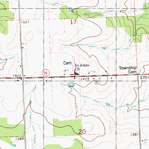 Topographic Map of Saint Johns Church, WI