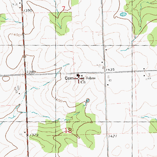 Topographic Map of Saint Johns Church, WI