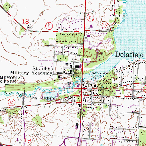 Topographic Map of Saint Johns Military Academy, WI