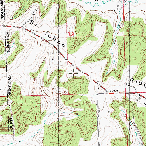 Topographic Map of Saint Johns Ridge, WI