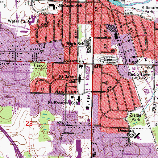 Topographic Map of Saint John's Lutheran School, WI