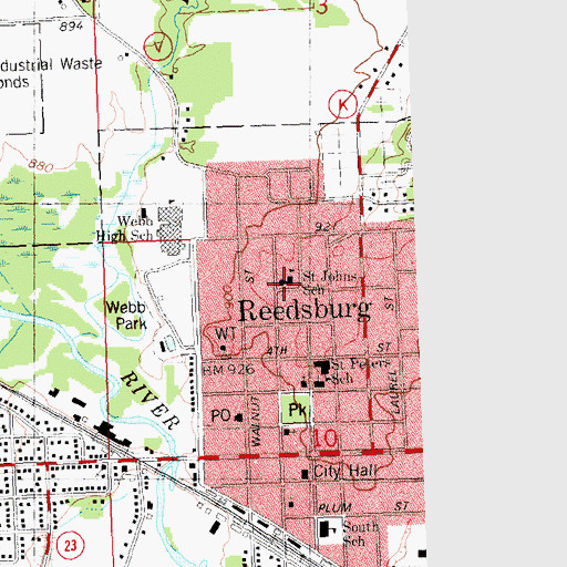 Topographic Map of Saint Johns School, WI
