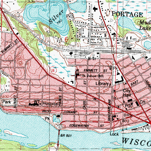 Topographic Map of Saint John's Lutheran School, WI