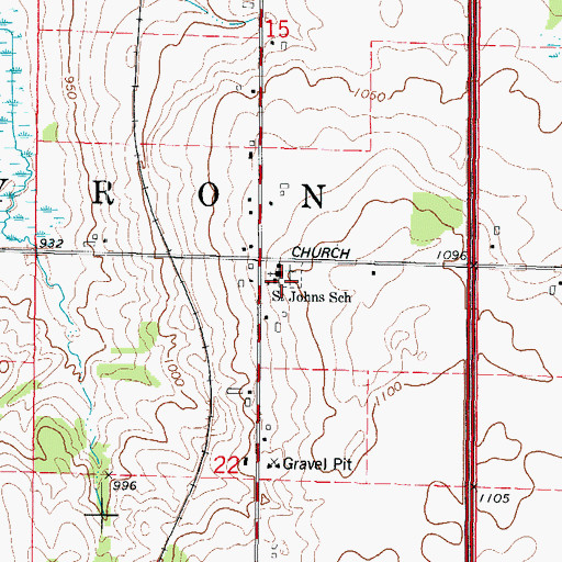 Topographic Map of Saint Johns School, WI