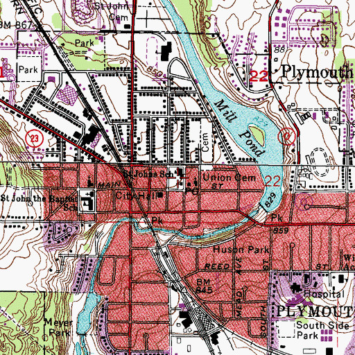 Topographic Map of Saint John Lutheran School, WI