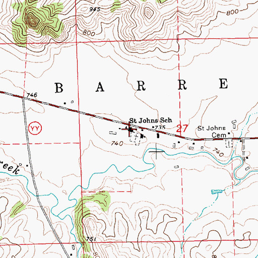 Topographic Map of Saint Johns School, WI