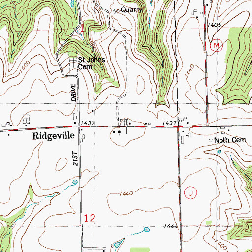 Topographic Map of Saint Johns School, WI