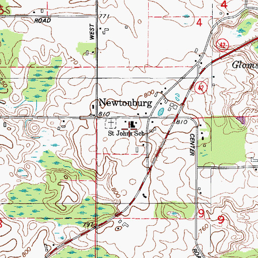 Topographic Map of Saint Johns Lutheran School, WI