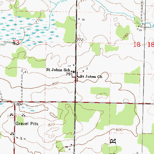Topographic Map of Saint John's Lutheran School, WI