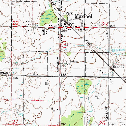 Topographic Map of Saint John Lutheran School, WI