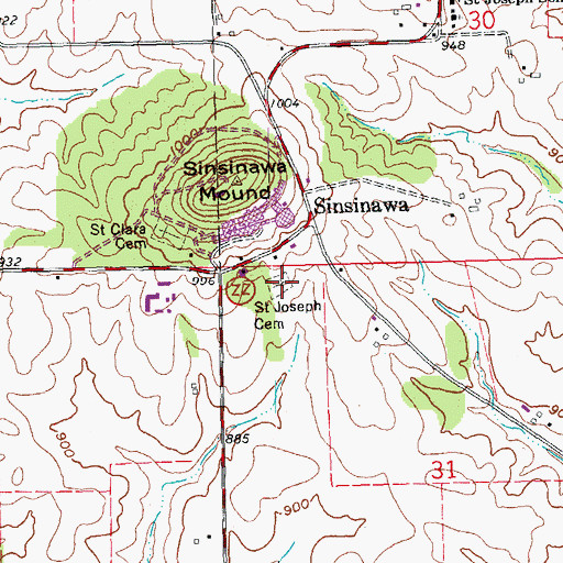 Topographic Map of Saint Joseph Cemetery, WI