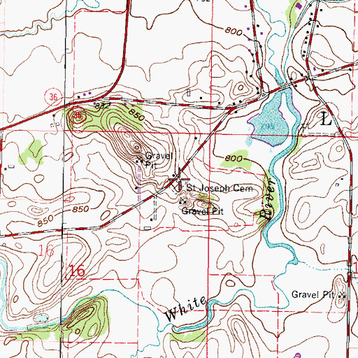 Topographic Map of Saint Joseph Cemetery, WI