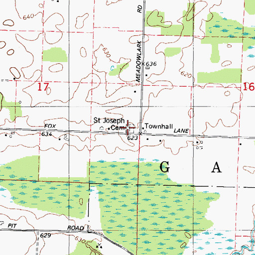 Topographic Map of Saint Joseph Cemetery, WI