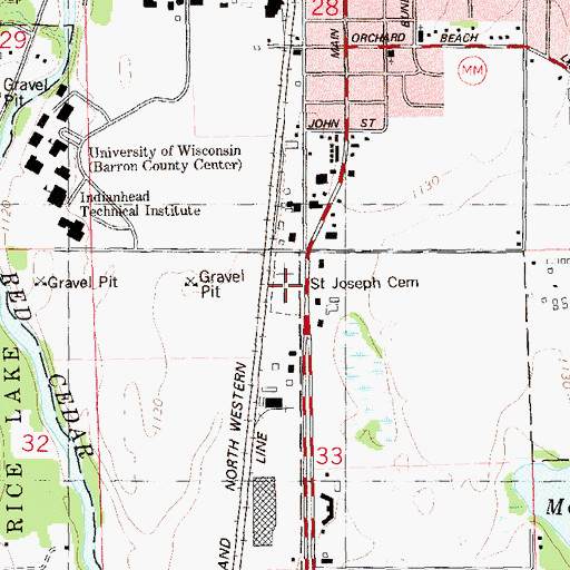 Topographic Map of Saint Joseph Cemetery, WI
