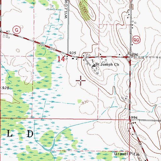 Topographic Map of Saint Joseph Church, WI
