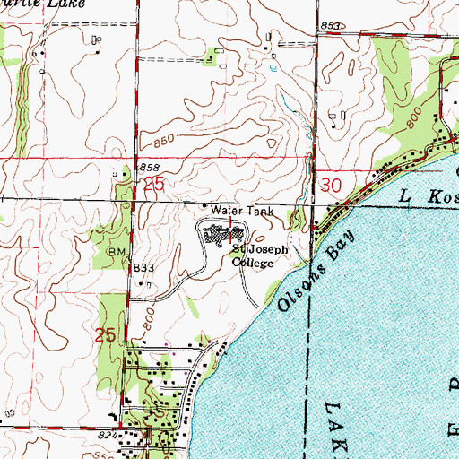 Topographic Map of Saint Joseph College, WI